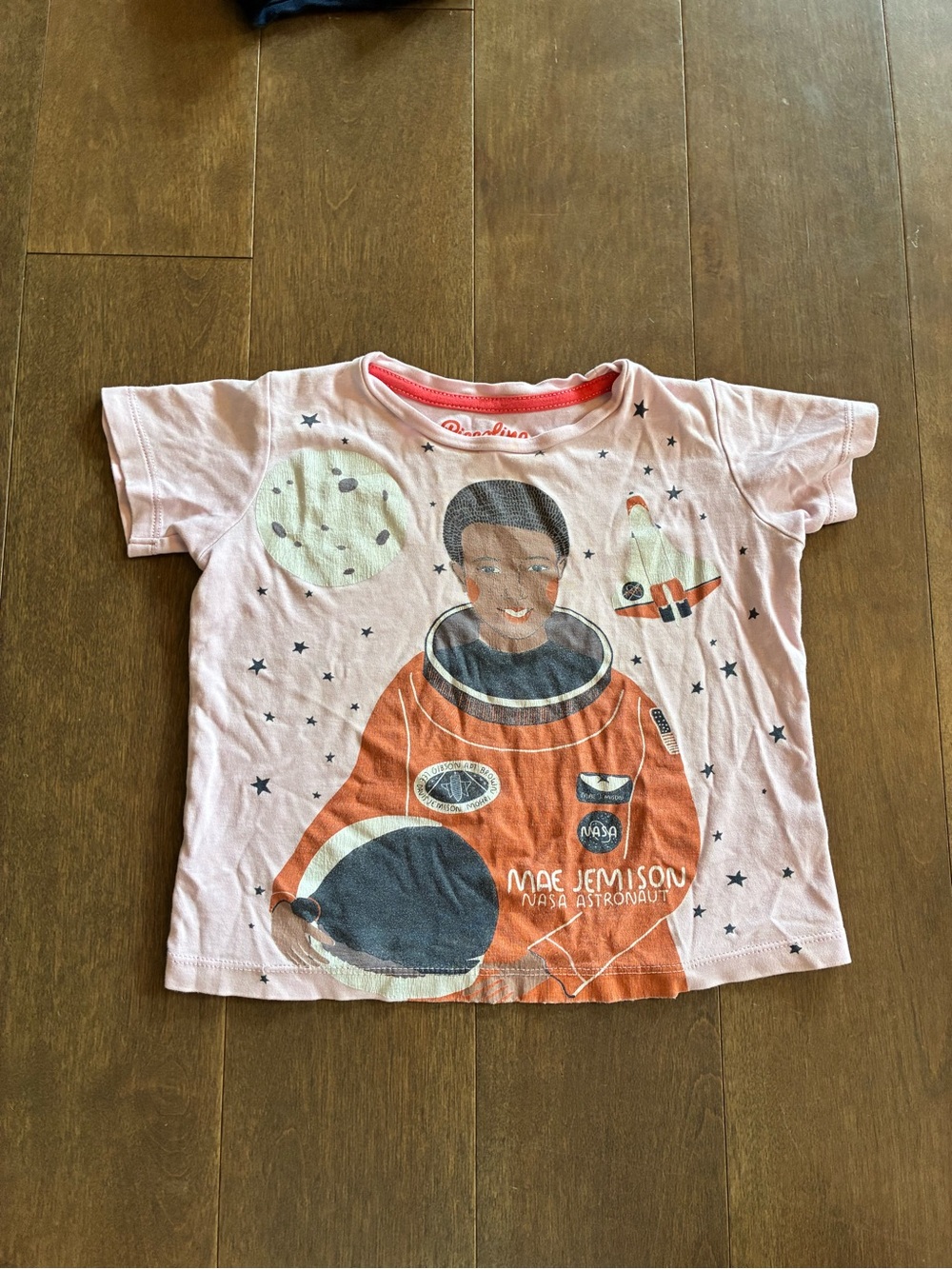 Piccolina Mae Jemison Pink Graphic Kids Tee - Space Astronaut Shirt